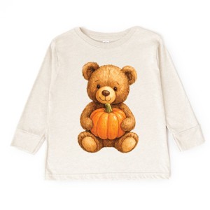 Watercolor Pumpkin Bear - Kids Toddler Long Sleeve Tee and Kids Youth Long Sleeve Tee - 1 of 2