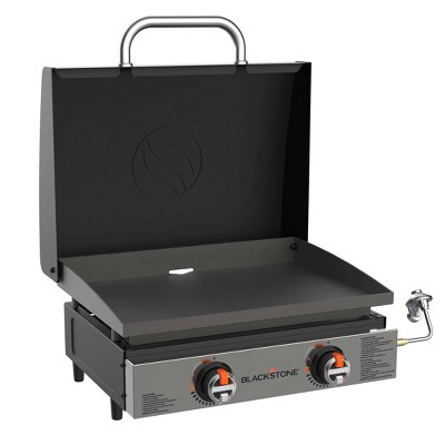 Blackstone 2 Burner 22" Tabletop Griddle Front with Hood 24000 BTU Gas Grill 2144 - Black