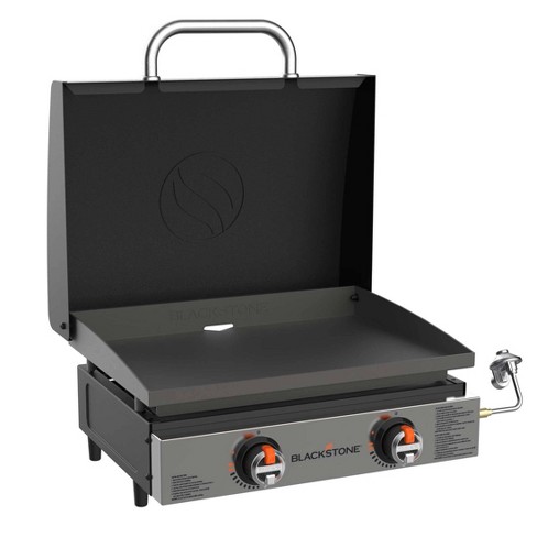 Blackstone 2 Burner 22 Tabletop Griddle Front With Hood 24000 Btu Gas Grill 2144 Black Portable Cast Iron Cooking Surface Target