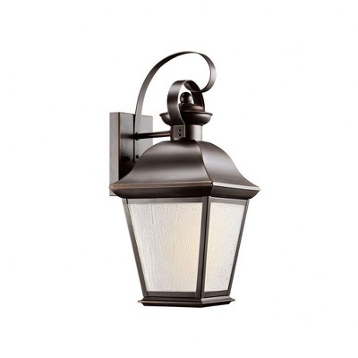 Classic Bronze Lantern Wall Sconce with Clear Glass - 16.75"