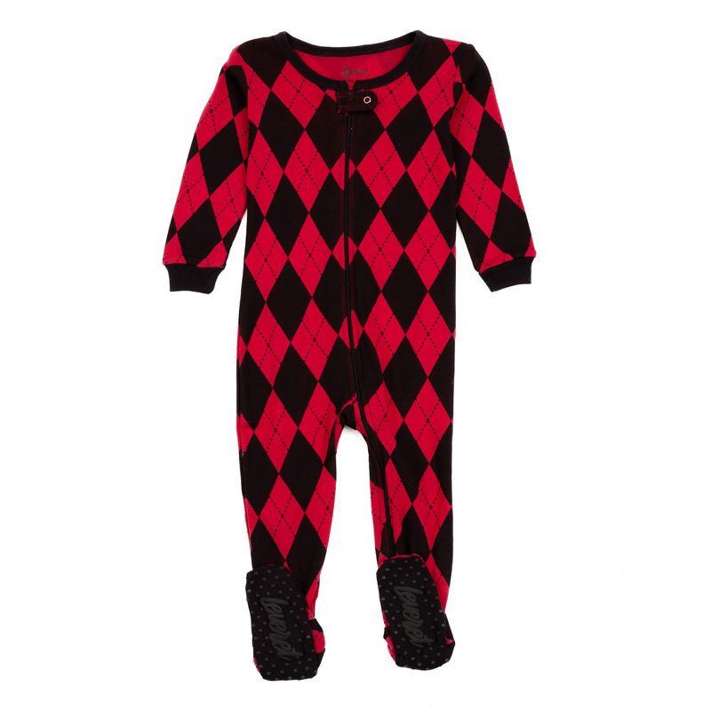 Leveret Footed Cotton Argyle Christmas Pajamas, 1 of 2
