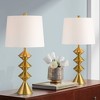360 Lighting Stacked Diamonds 24" High Small Mid Century Modern Table Lamps Set of 2 Gold Finish Metal White Shade Living Room Bedroom Bedside - 2 of 4