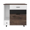YOOCOZZ Cat Litter Box Enclosure, Indoor Hidden Cat Litter Box Furniture with 2 Drawers and Door, Cat House End Table for Living room-White and Brown - 2 of 4