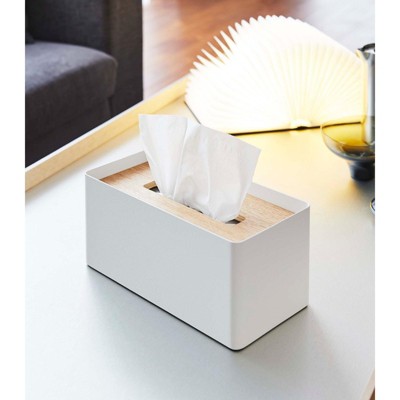 Black and Walnut Steel Rectangular Tissue Box Cover with Wooden Lid