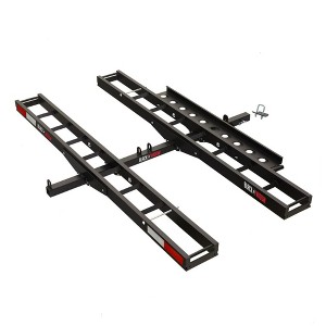 Black Widow Pro Double Dirt Bike Carrier, Anodized Aluminum Track for Motorcycles or Electric Bikes with Ramp for 2" Hitch, 600 lb Capacity, Black - 1 of 4