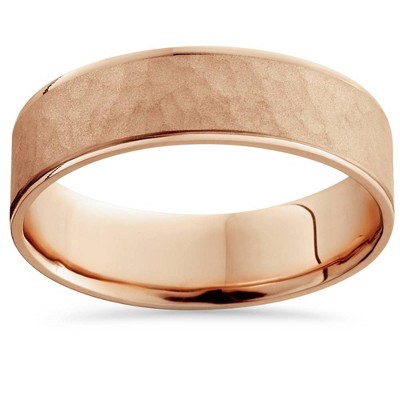Pompeii3 14k Rose Gold Hammered Comfort Fit Wedding Band