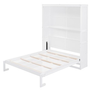 CLIHOME Queen Size Murphy Bed Space-Saving Wall Bed With Shelves - 1 of 4
