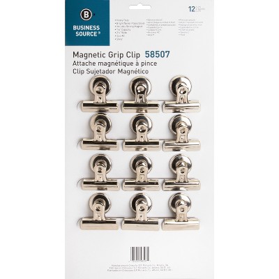 Business Source Magnetic Clips Display Pack Sz 2 2-1/4"W 1/2"Cap 12/BX SR 58507