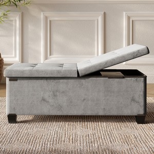 StorageBud Storage Ottoman for Bedroom End of Bed, Velvet Storage Bench, Large Storage Ottoman Bench, Entryway Bench with Storage - 1 of 4