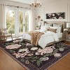 Washable Floral Rug, Soft Non-Slip, Low Pile, Stain Resistant—Ideal for Living Room, Bedroom, Dining, Office - 3 of 4