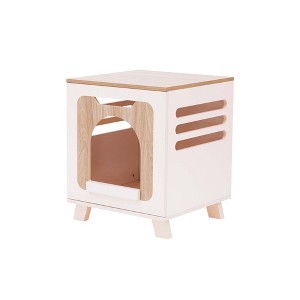 Teamson Pets Elyse Elevated Wooden Cat Litter Box Enclosure & Side Table with Vent Holes, Tan - 1 of 4