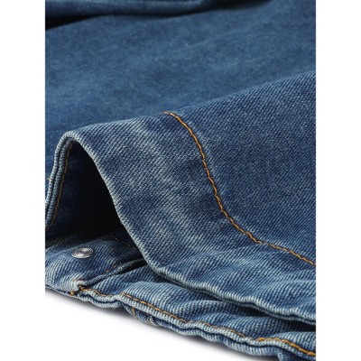 Allegra K Women's Vintage Casual Collar Long Sleeve Button Down Jean Denim Jacket Dark Blue Medium — фото 4