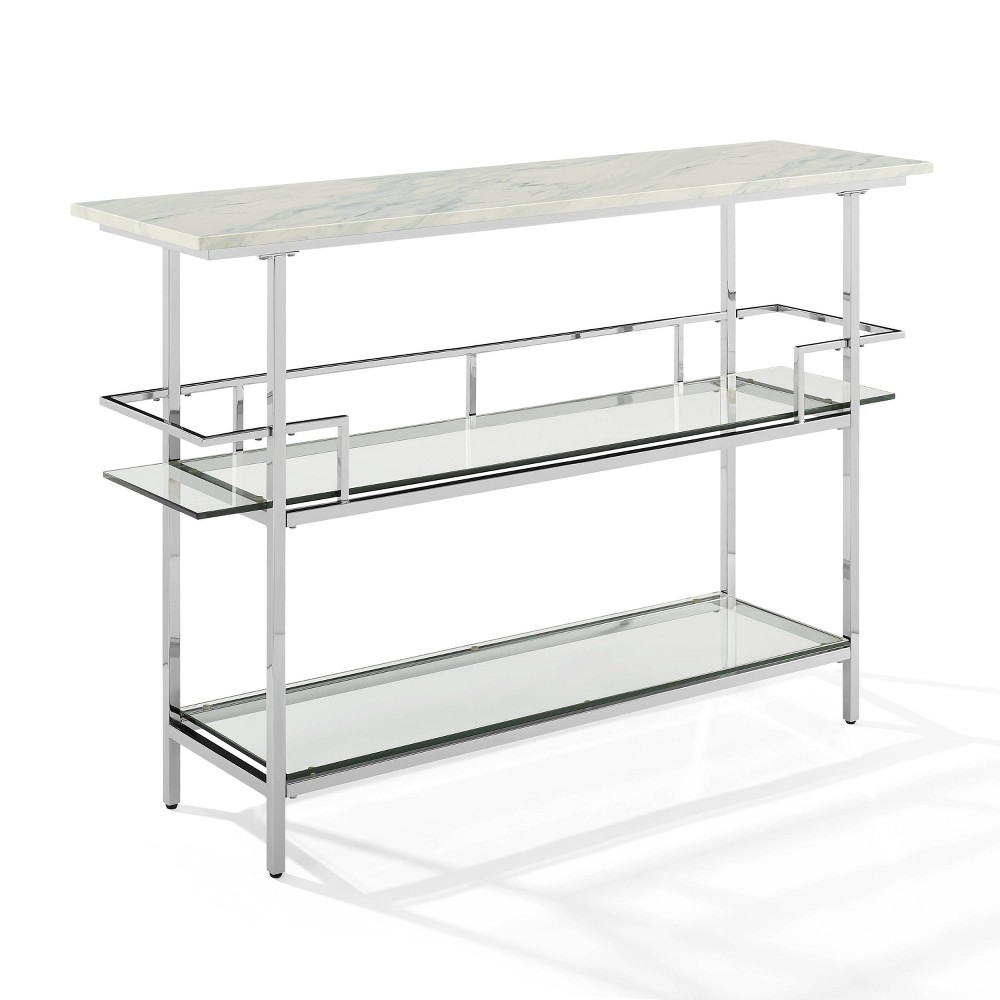 Aimee Bar with Paper Marble Top Chrome - Crosley