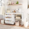 Costway Folding Sewing Table Rolling Craft Station with 3 Storage Bins & Charging Station White/Natural/Brown - 2 of 4