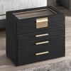 Modern Jewelry Box with Glass Lid, 4-Layer Jewelry Organizer, 3 Drawers, for Sunglasses, Big Jewelry, Jewelry Storage - 2 of 4