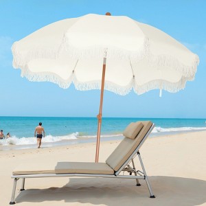 Captiva Designs 7ft Portable Patio Umbrella with Fringe - Stylish Outdoor Shade with UPF 50+ Protection (No Base) - 1 of 4