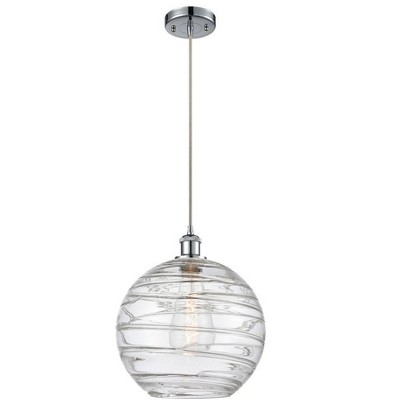 Athens Deco Swirl - 1 Light Cord Hung Mini Pendant In Industrial Style-15 Inches Tall and 12 Inches Wide