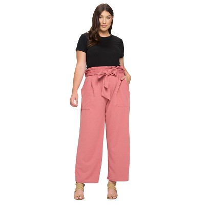 L I V D Women's Paperbag Tie Belt Pocket Pants