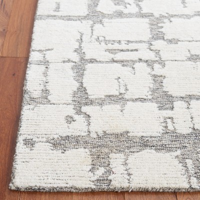 Martha Stewart Light Grey and Ivory Hand Tufted Wool Runner Rug