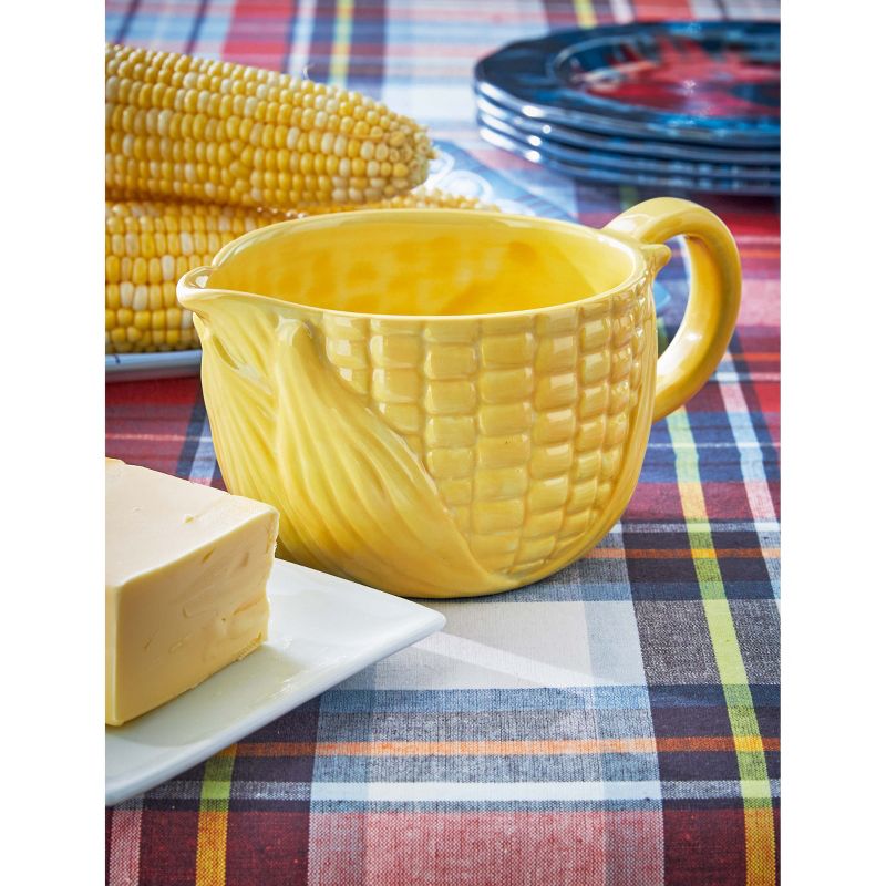 TAG Corn on Cobb Yellow Ceramic Butter Bowl with Handle, Dishwasher Safe, 6.5L x5W x 4.0H, 20 oz., 2 of 3