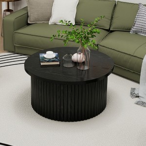 Round Coffee Table with Flip-Top Storage, Modern Side Table and Accent End Table for Living Room and Apartment - 1 of 4