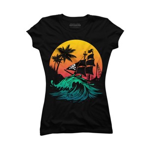 Junior's Design By Humans Welcome summer from pirates By NLKart T-Shirt - 1 of 2