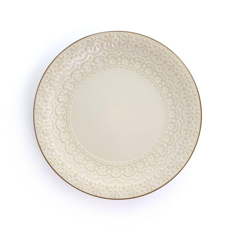 16pc Stoneware Contessa Scalloped Dinnerware Set White - Elama, 2 of 9