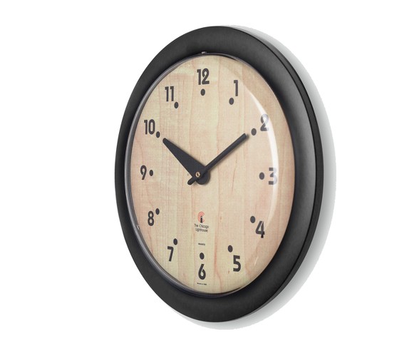 Chicago Lighthouse 14"x1.8" Birchwood Bauhaus Traditional Sleek Frame Decorative Wall Clocks Black