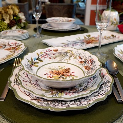 Perlette Red 12-Piece Melamine Holiday Dinnerware Set