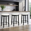 26" Counter Height Bar Stools Set of 2, 360¡ã Swivel Wooden Barstools with Fabric Upholstered Seat, Kitchen & Dining Accent - 3 of 4