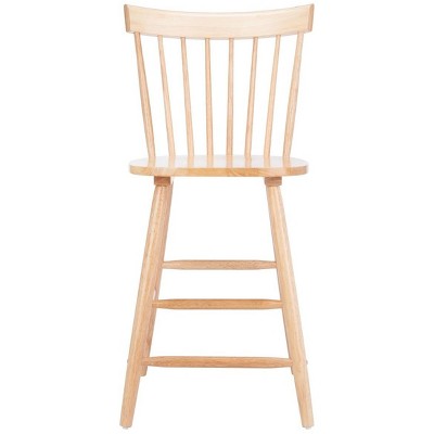 Natural Rubberwood Spindle Back Counter Stools, Set of 2