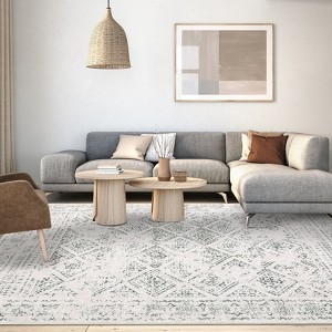 Washable Rugs 8 x 10 Area Rugs, Non-Slip Large Rugs for Living Room, Print Floral Vintage Rugs for Bedroom, Stain Resistant Low Pile Dining Room Rug - 1 of 4
