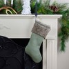 Northlight Burlap Christmas Stocking with Faux Fur Cuff - 20" - Green - 2 of 4