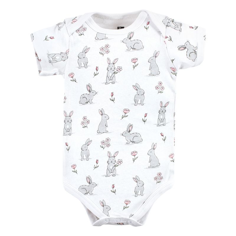 Hudson Baby Infant Girl Cotton Bodysuits, Some Bunny, 5 of 7