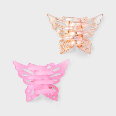 Iridescent Butterfly Claw Hair Clip Set 4pc - Wild Fable&#8482; Pink/Teal/Neutral