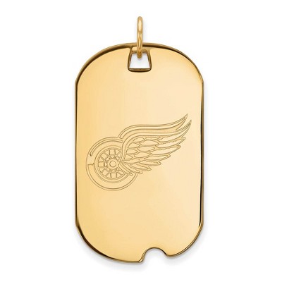 Black Bow Jewelry 14k Yellow Gold Detroit Red Wings NHL Large Pendant