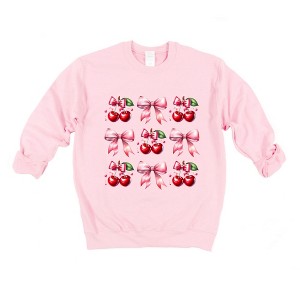 Simply Sage Market Women's Graphic Sweatshirt Coquette Pink Cherry Chart - 1 of 4