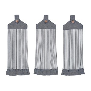 Sawyer Mill Blue Ticking Stripe Button Loop Tea Towel Set of 3  VHC Brands - 1 of 4