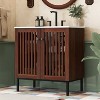 FURNIinspire Bathroom Storage Cabinets Vintage Bathroom Vanity, Standing Bathroom Organizer With Ceramic Sink, Iron Legs, Brown, 18.25"*30"*34" - 2 of 4