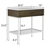 Modern Freestanding Bathroom Vanity with Resin Sink, Storage Cabinet and Open Glass Shelf, Contemporary Bathroom Cabinet Set - 3 of 4
