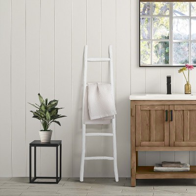 White Solid Wood 5-Rung Blanket Ladder