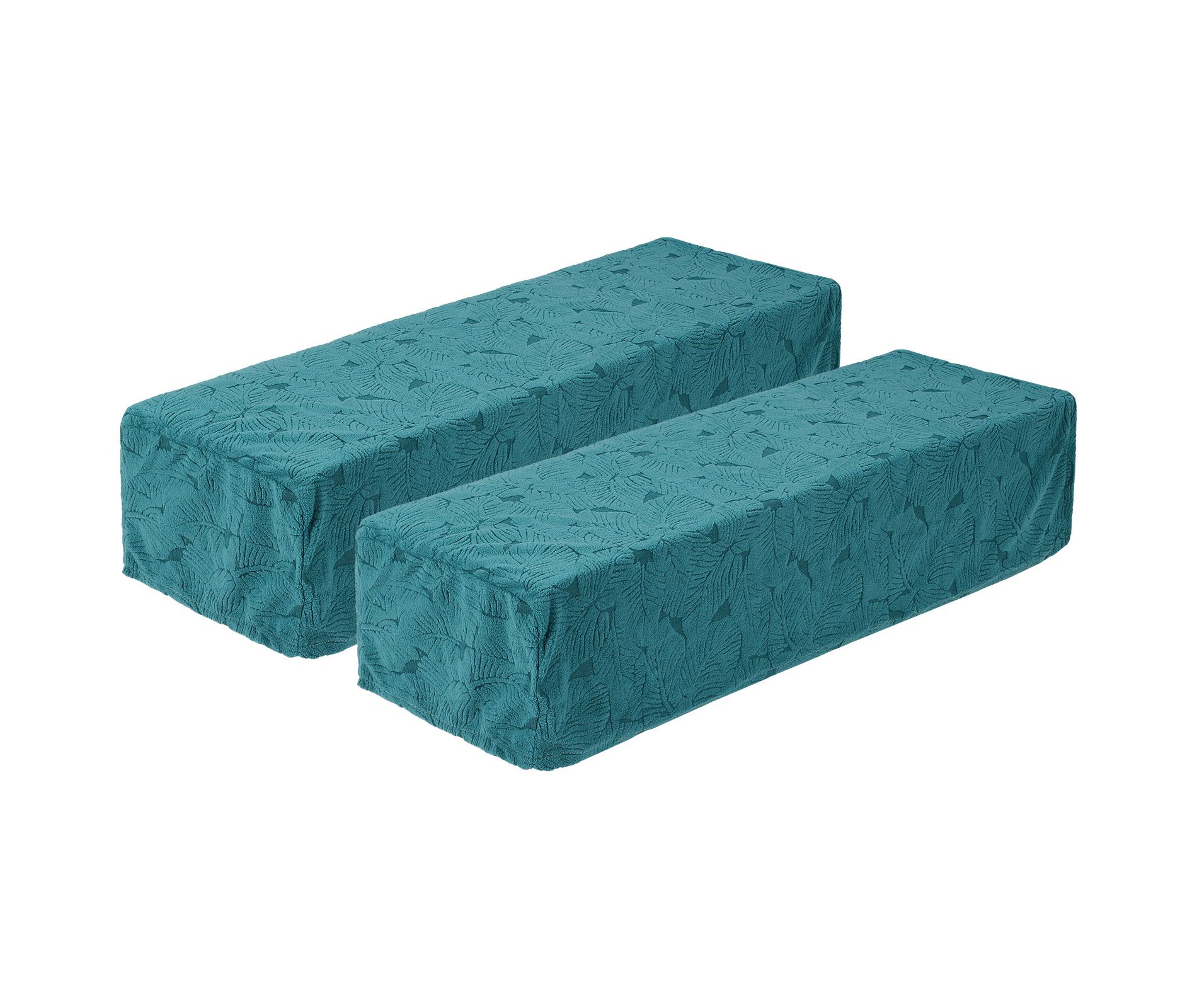 Unique Bargains Non-Slip Soft Stretch Leaf Pattern Armchair Slipcovers Lake Green 2 Pcs