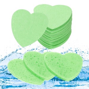 Unique Bargains Daily Skincare Home Travel Compressed Heart Shape Facial Sponges 2.5" 60 Pcs - 1 of 4