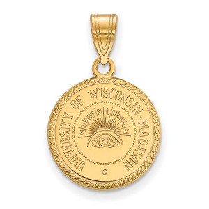 Black Bow Jewelry 14k Yellow Gold Plated Sterling Silver Wisconsin Badgers NCAA Medium Pendant - 1 of 3