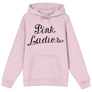 Grease Pink Ladies Logo Long Sleeve Cradle Pink Adult Hooded Sweatshirt - 1 of 2