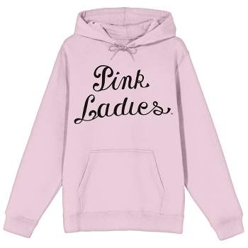 Grease Pink Ladies Logo Long Sleeve Cradle Pink Adult Hooded Sweatshirt