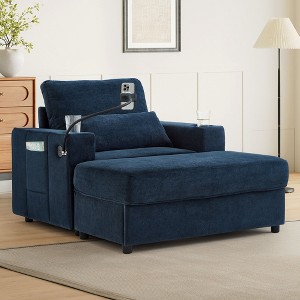 Okak Modern Comfy Chaise Lounge Sleeper Sofa Bed with Movable Storage Ottoman,Upholstered Deep Seat Sofa Couch for Living Room - 1 of 4