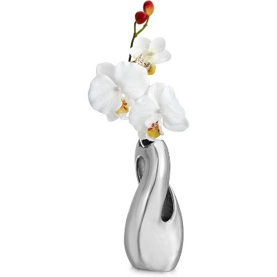 Nambe Pebble Twist Metal Alloy Bud Vase, Centerpiece Table Home Indoor Desk Décor, Mid Century Modern Style Vase for Wedding Housewarming Gift