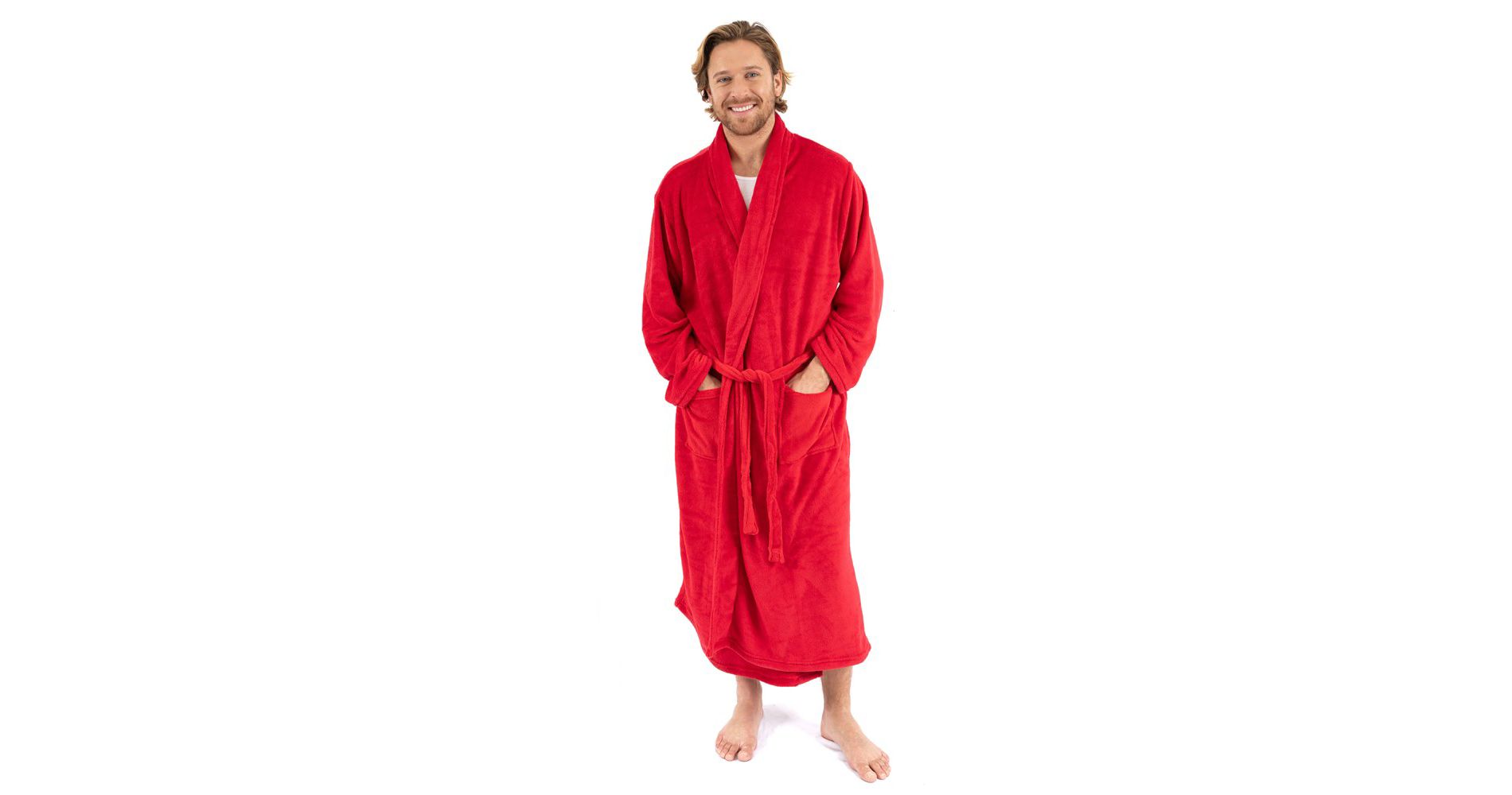 Leveret Mens Fleece Robe Red XL/XXL