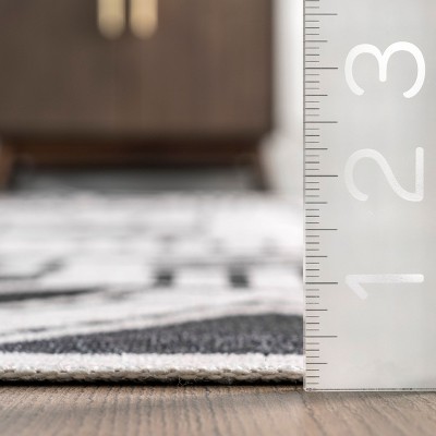 Ivory Striped Easy-Care Synthetic 22"x14" Washable Rug